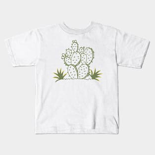 Green Floral Cactus Kids T-Shirt